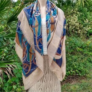NWOT Franco Laurenti Made in Italy Retro Art Deco 100% Polyester Scarf/Wrap